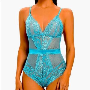 Blue lace lingerie
